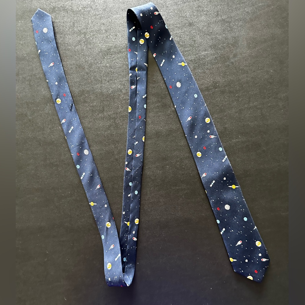 J Crew Navy Space Print Skinny Tie